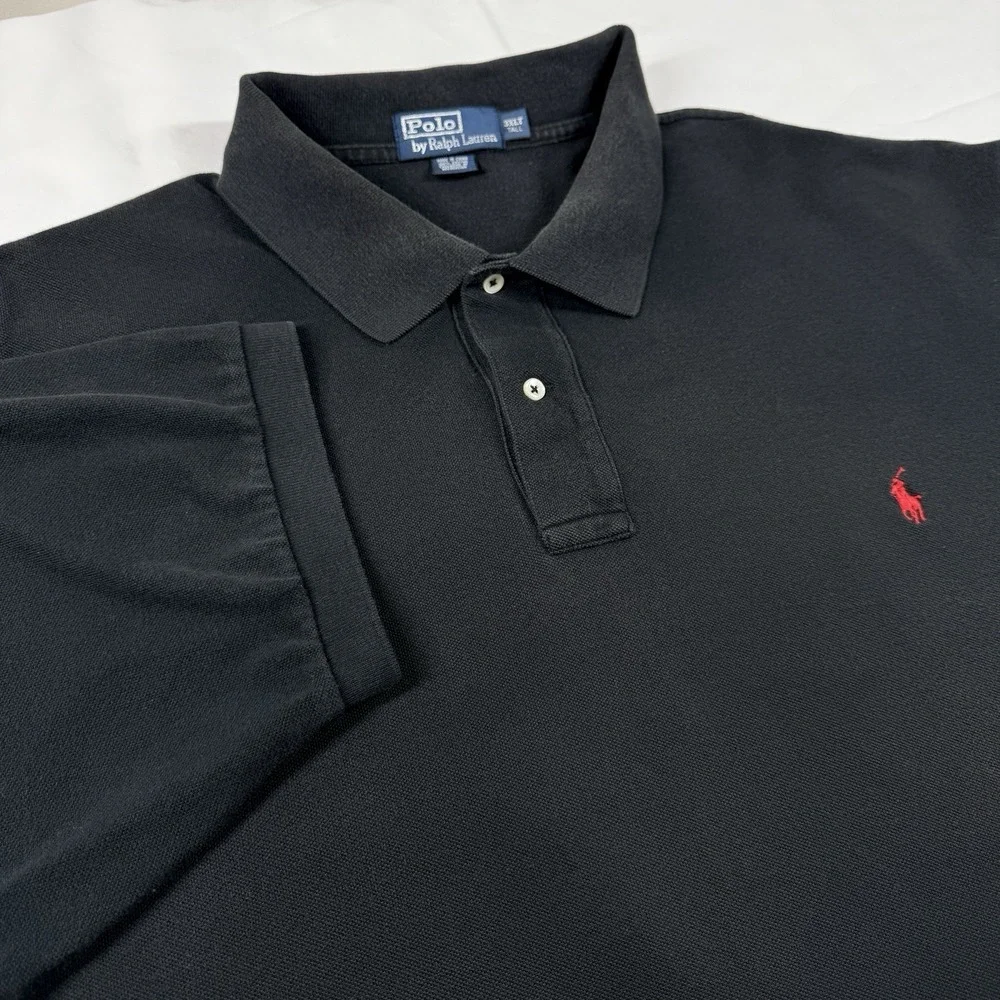 Vintage Polo Ralph Lauren Polo Shirt Mens 3XLT Black Pique Pony Golf Preppy 90s